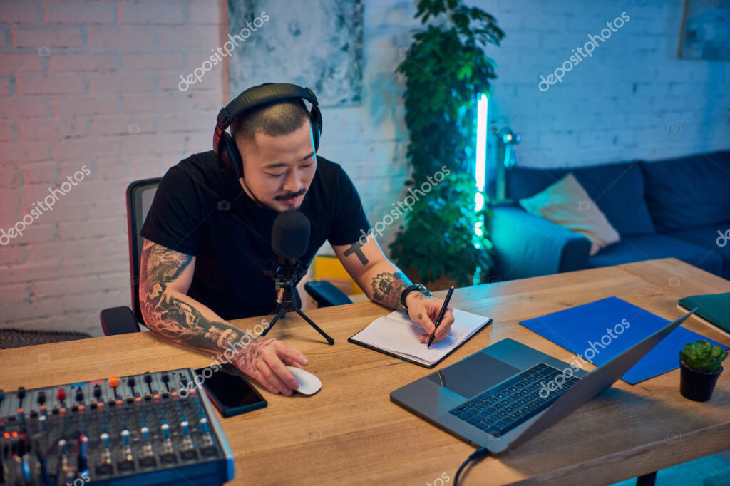 Digital creator writing a prompt