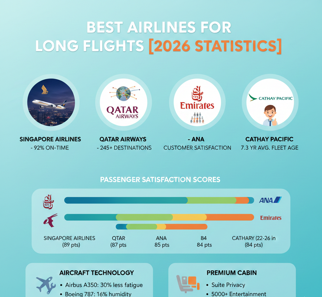 Best Airlines for Long Flights [2026 Statistics]